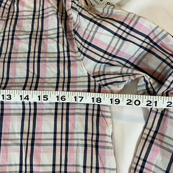 Gap EUC Boyfriend fit baby pink plaid button down cotton shirt XS - Picture 5 of 10